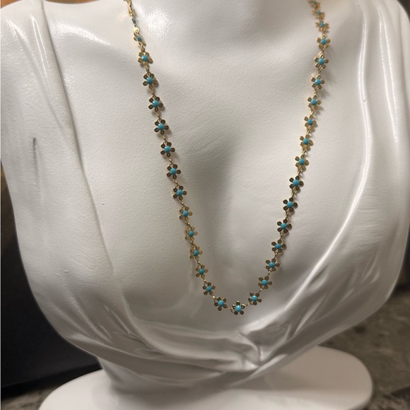 Jewelry - Gold and Blue Floral Necklace